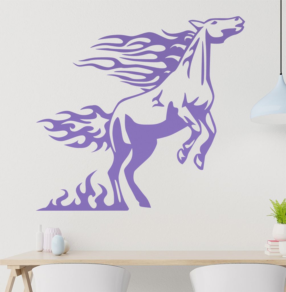 Flammen Pferd Wandtattoo in 6 Größen - Wandaufkleber Wall Sticker - Dekoration, Küche, Wohnzimmer, Schlafzimmer, Badezimmer
