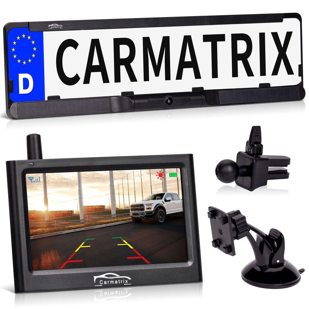 CARMATRIX Solar Funk Rückfahrkamera mit Monitor Produktbild 