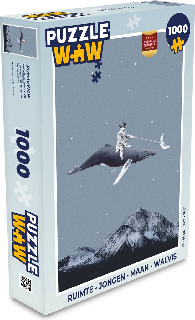 MuchoWow Puzzle 1000 Teile Weltraum - Junge - Mond - Wal - Spielzeug - Alt und Jung - Spiele - Puzzeln