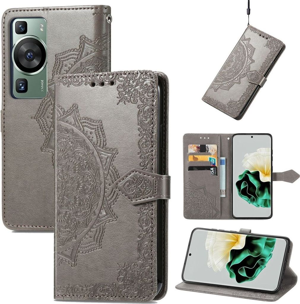 König Design Hülle kompatibel mit Kunstleder Handyhülle - Handy Case Grau