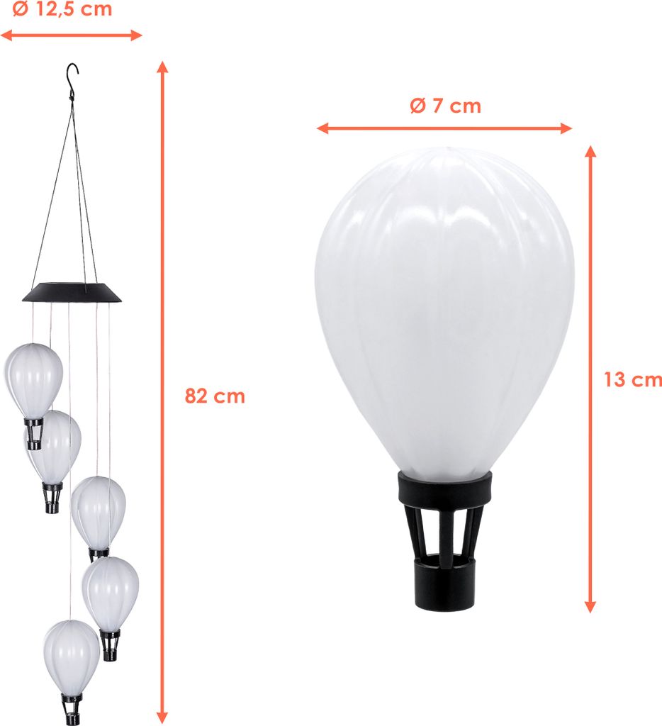 1.01 LED Solar Windspiel mit 5 Ballons - ca. 82 x 12,5 cm - Produktbild 