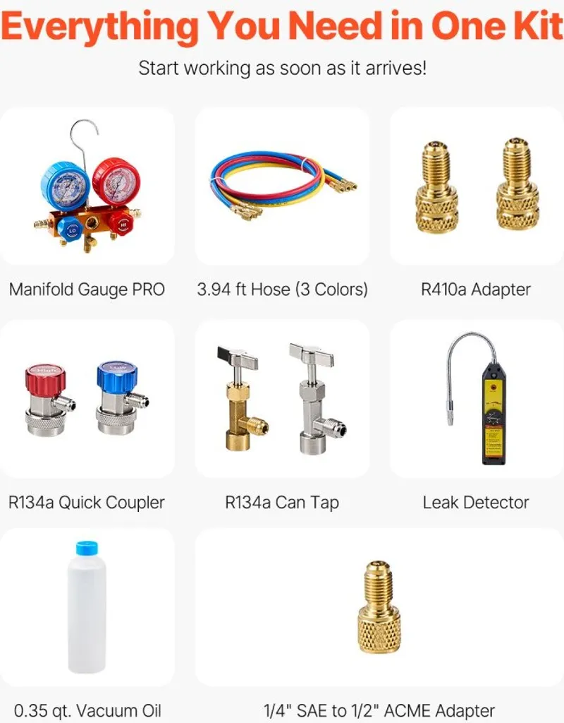 Pompe à Vide pour Entretien Climatisation avec Kit de Mesure Complet
