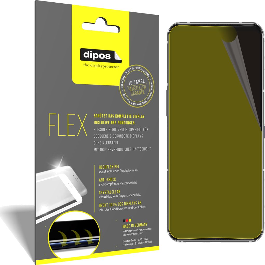 3x Schutzfolie für Lenovo Legion 2 Pro Folie, 100% Displayabdeckung, dipos Flex
