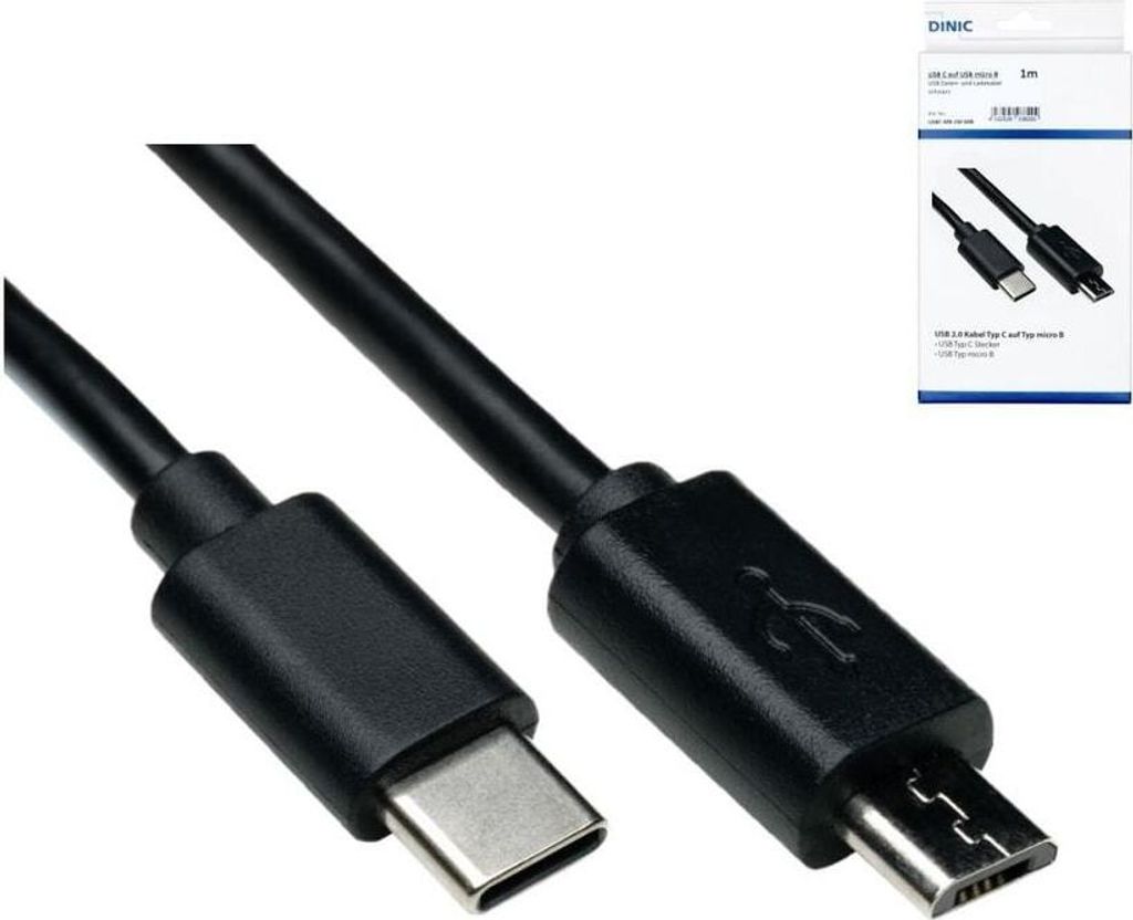 DINIC Micro-USB auf USB-C Kabel, Schwarz