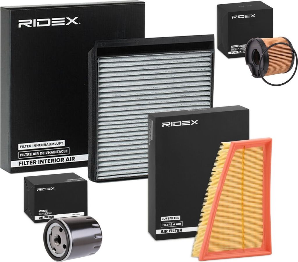 RIDEX Filterset Inspektionspaket Filtersatz passend für PEUGEOT PARTNER Combispace (5F) PARTNER Kasten (5) PARTNER Pritsche/Fahrgestell für CITROËN