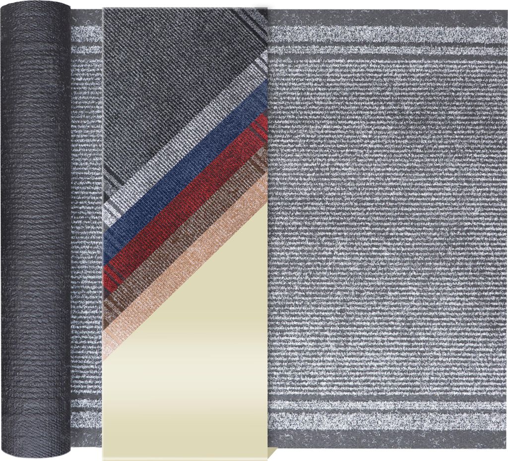 Primaflor Sauberlauf MALAGA - Grau - 0,66m x 2,50m - Meterware - Schmutzfangmatte in 6 Farben - Fußmatte mit rutschfestem Gel-Rücken - Antirutsch...