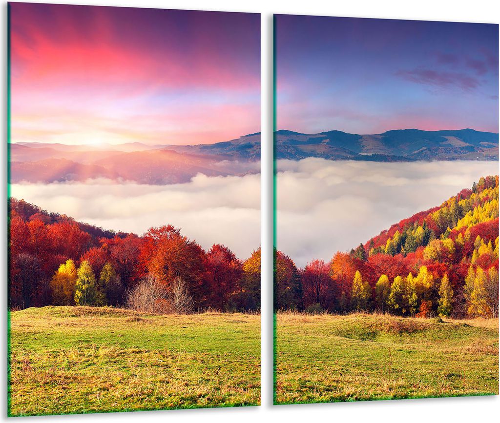 Herdabdeckplatten 2 teilig 30x52 Glaskeramikfeld Abdeckung Glas Landschaft