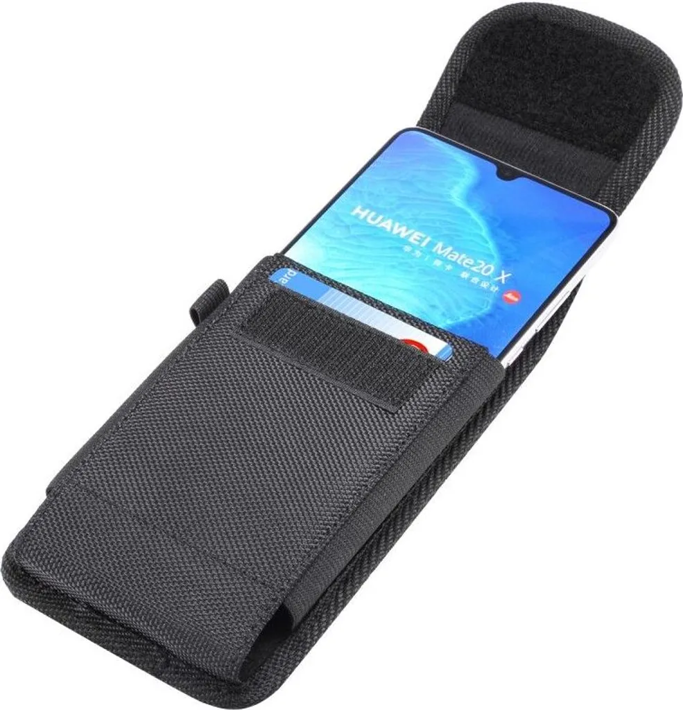 Fondina per Smartphone Blu G71L - DFV mobile Nylon e Pelle Nera - 4