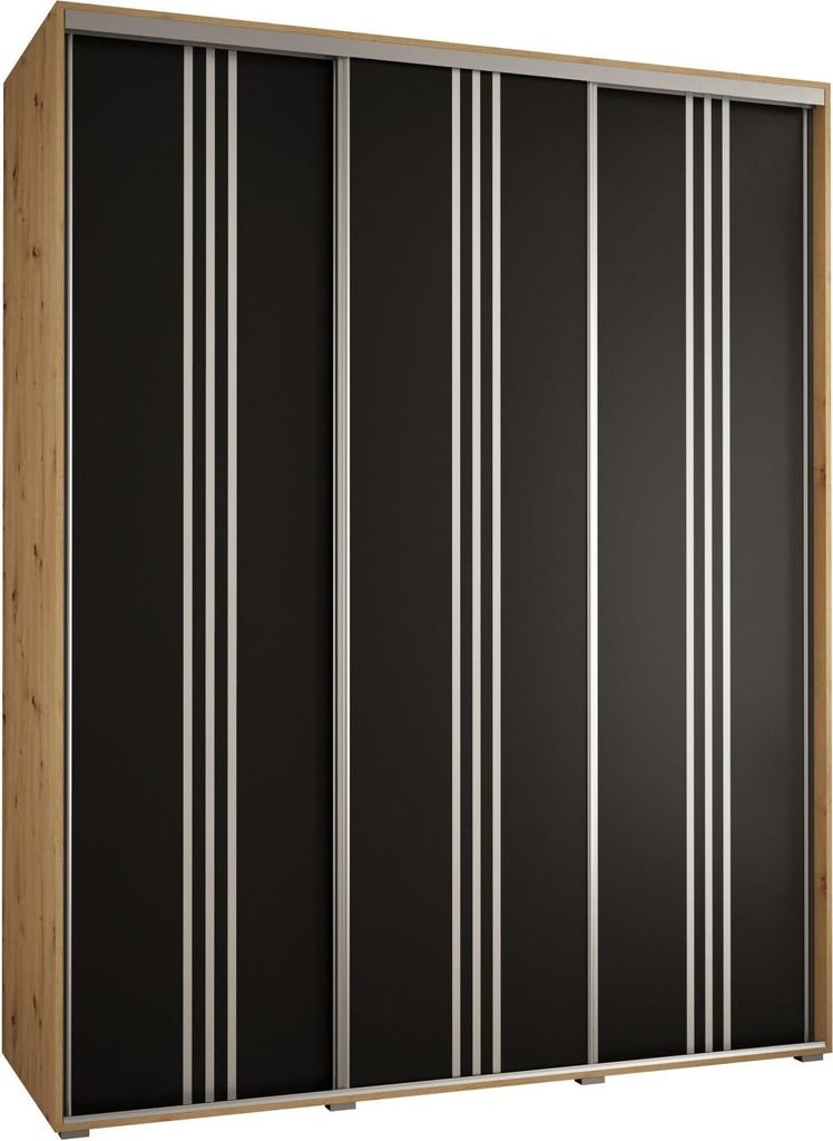 MEBLE KRYSPOL Davos 6 Schrank, drei Türen - 235,2x200x60 cm - Artisan Schwarz Silber