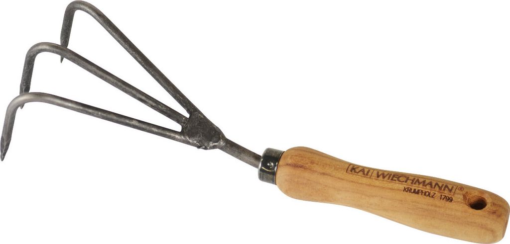 Gartenhacke Geschmiedeter Premium Teak Grubber als robuster Hand-Kultivator exklusive Gartengeräte mit Teakholz Griff