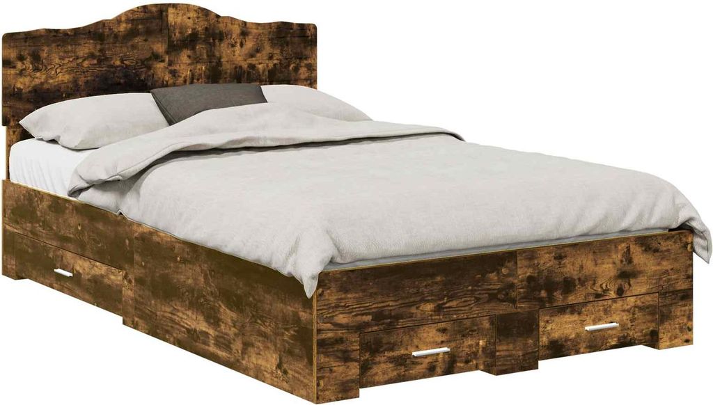 Bettrahmen Geräucherte Eiche 120 x 200 cm Holzwerkstoff