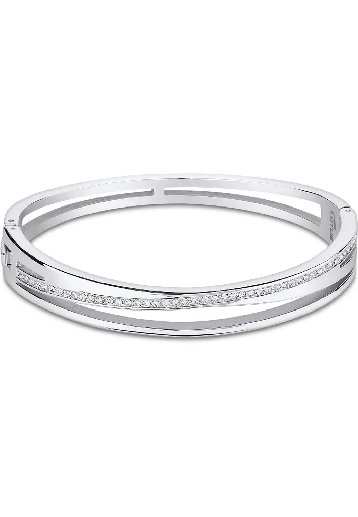 Bracciale Rigido Lotus LS2113/2/1 Donna Acciaio e Zirconi Bianchi