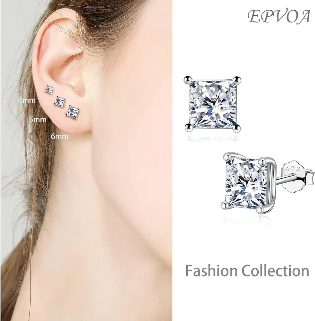 Clous d'oreilles mixtes en argent et oxyde de zirconium, pack de 4