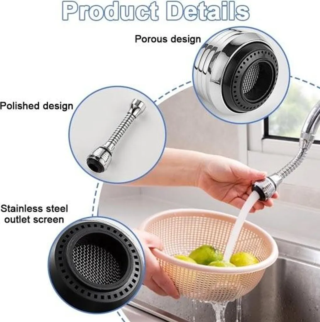 Extension de robinet de cuisine flexible avec deux modes de jet d'eau