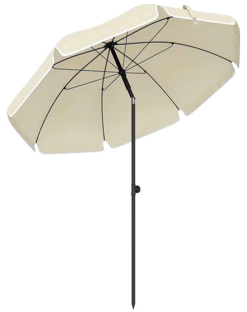 Sonnenschirm Strand Ø150 cm wasserabweisend faltbar Strandschirm mit Sandanker verstellbarer Neigung Tragetasche Beige