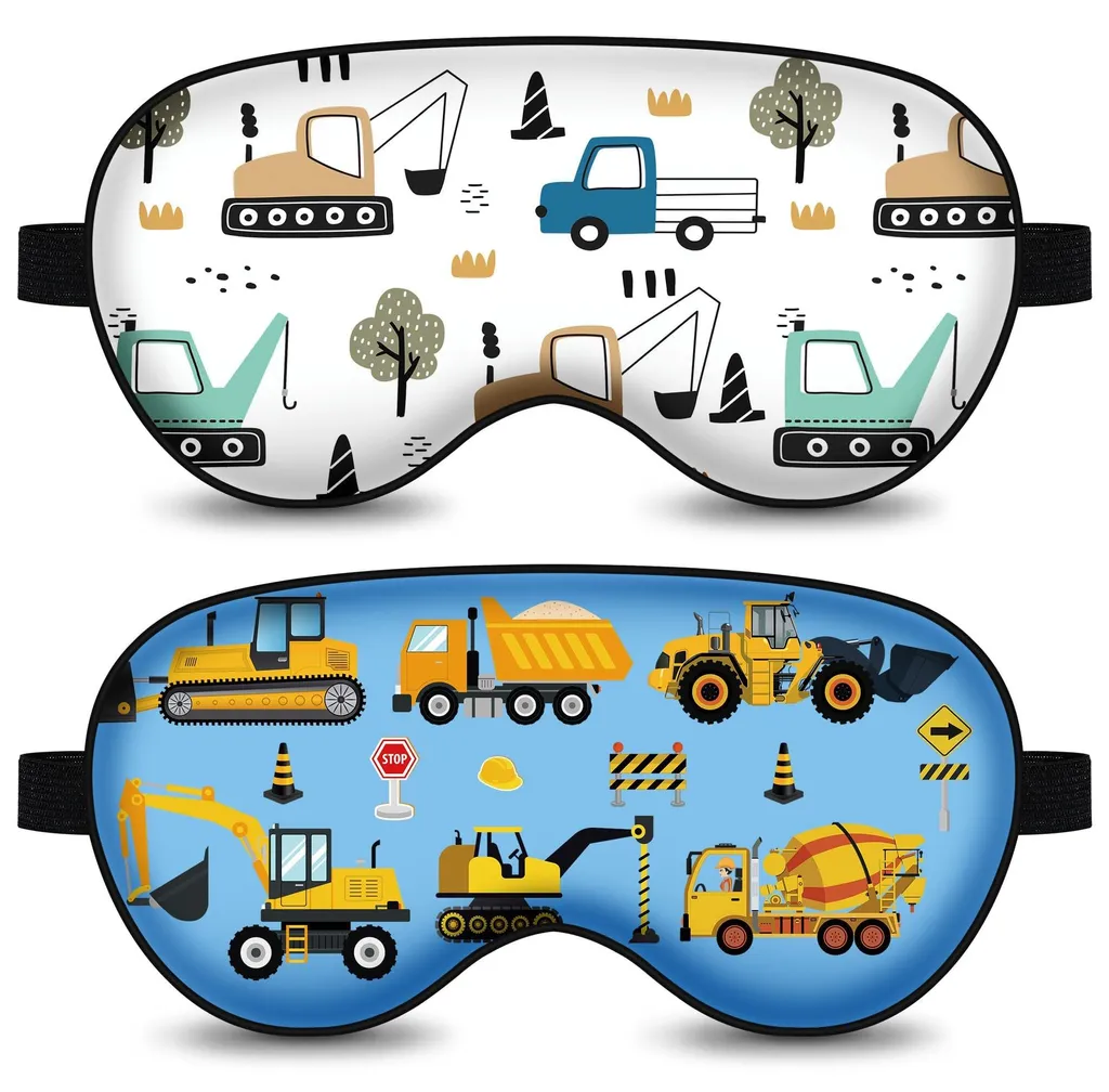 Masque de sommeil doux et léger thème chantier avec bandeau ajustable