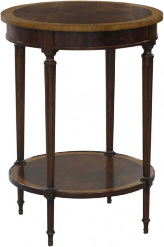 Casa Padrino Luxus Barock Beistelltisch Dunkelbraun / Hellbraun Ø 58 x H. 80 cm - Barockmöbel