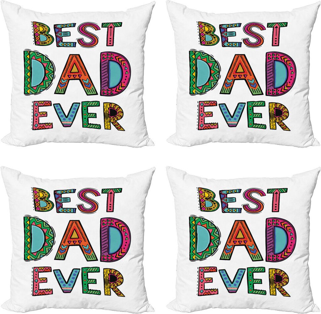 ABAKUHAUS Sprichwort Kissenbezug Set (4 Stück), Vatertag Bester Vati überhaupt, Moderner Doppelseitiger Digitaldruck, 45 cm x 45 cm, Mehrfarbig
