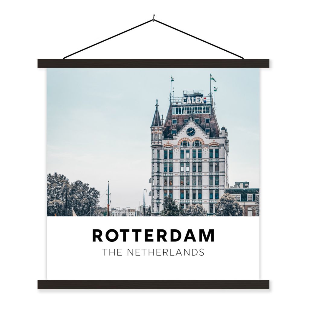 MuchoWow Textilposter Rotterdam - Niederlande - Architektur 120x120 cm mit schwarzem Rahmen - Aufhängungsset