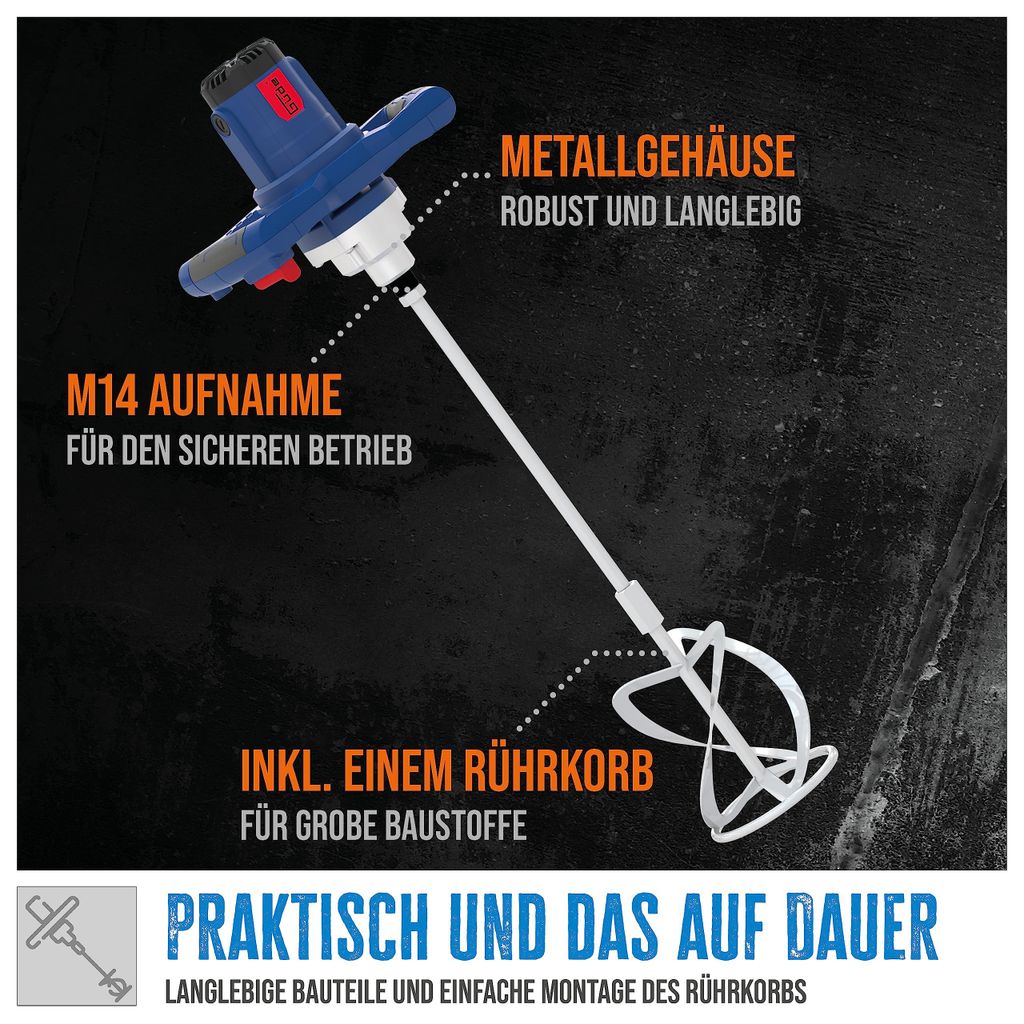 Güde GRW 1414.1 mengapparaat, 1400 W, 65 liter mengvolume Productafbeelding 