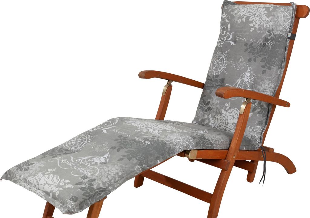 Auflage Deckchair Bali 2384 grau Rosen Royal Garden 190x49x6 cm KETTtex