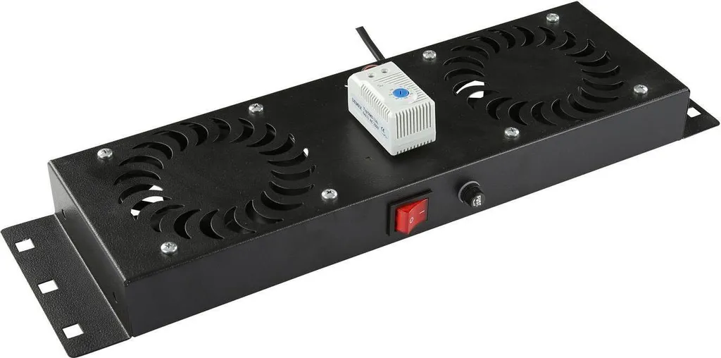 Lanview RAF115BL Double Ventilation avec Thermostat pour Baie Réseau