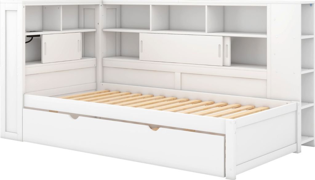 Flieks Schlafsofa mit Ausziehbett, Einzelbett mit USB und Produktbild 6