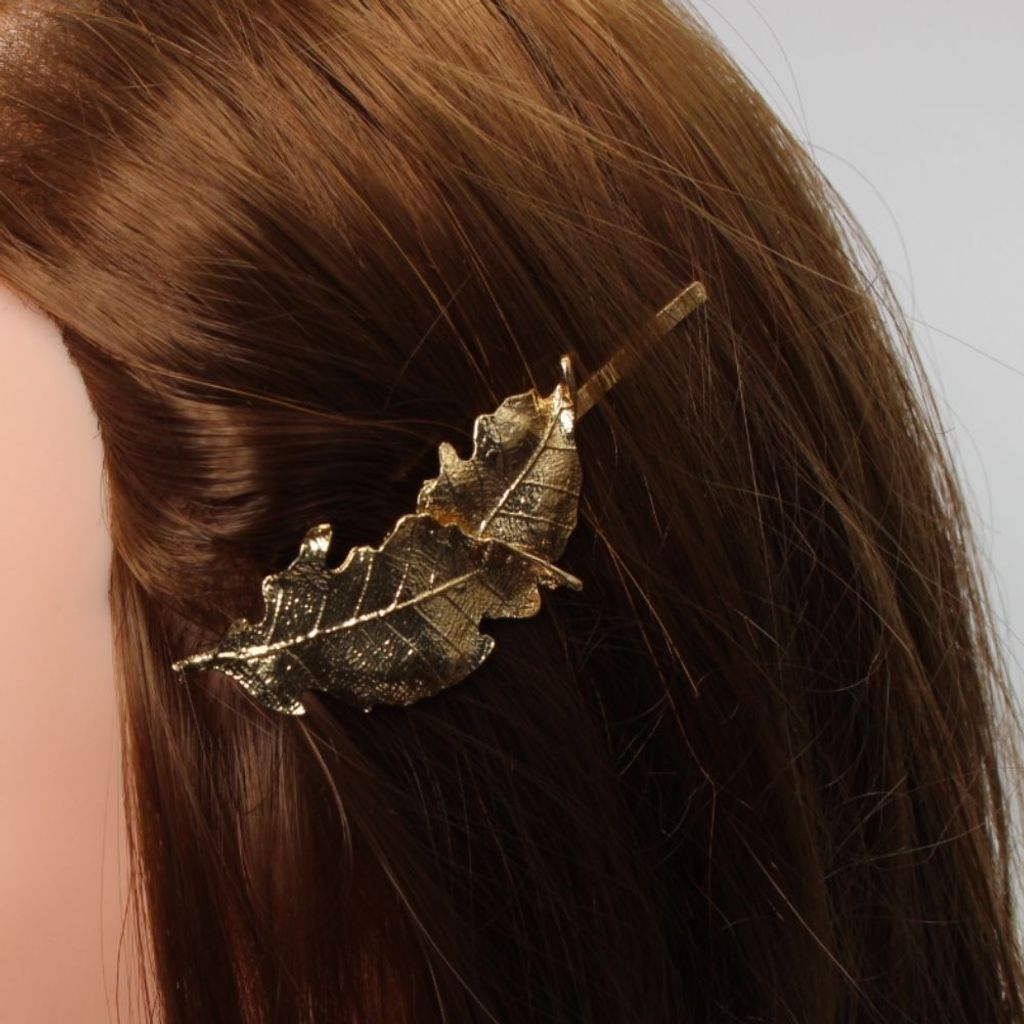 Metal Haarklammer Blatt in der Farbe Gold Produktbild 