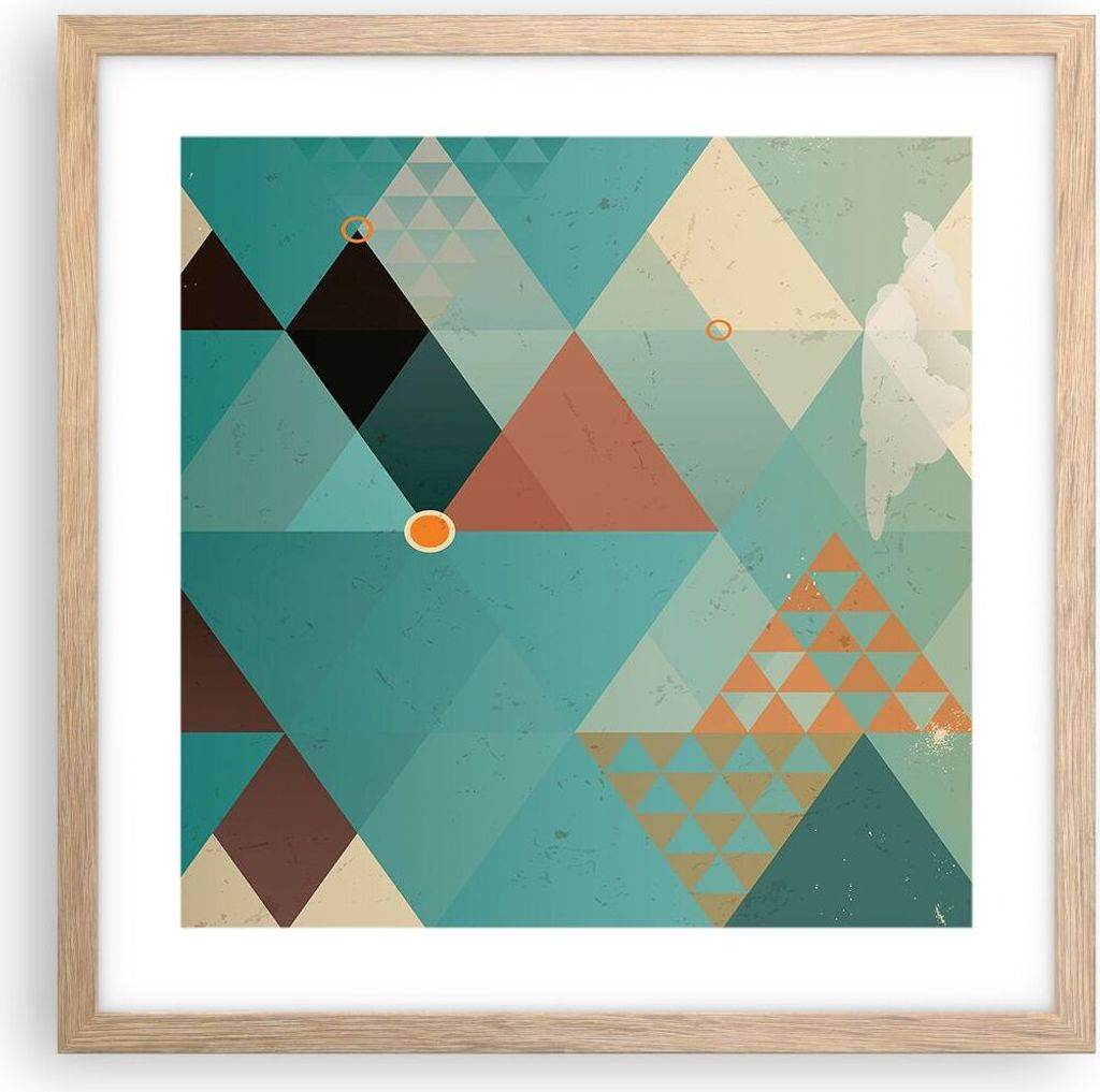 Gerahmtes Poster - Rahmen in heller Eiche - Abstraktion modern - 40x40 cm - Wand Bild - Wanddeko - Wandbilder - Wandposter - Bilderrahmen - Bilder ...