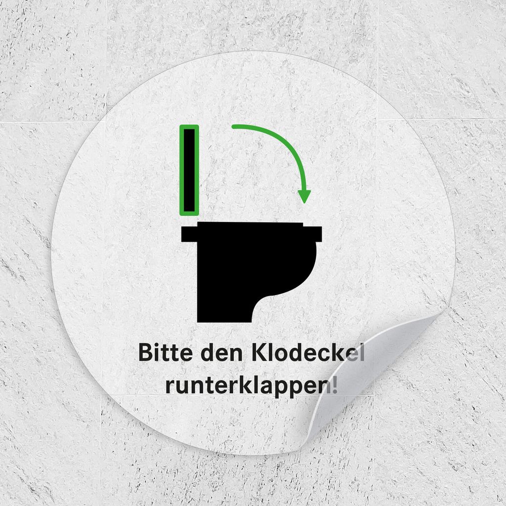iSecur Aufkleber Toilette WC Klodeckel runter I Ø 9 cm matt Produktbild 