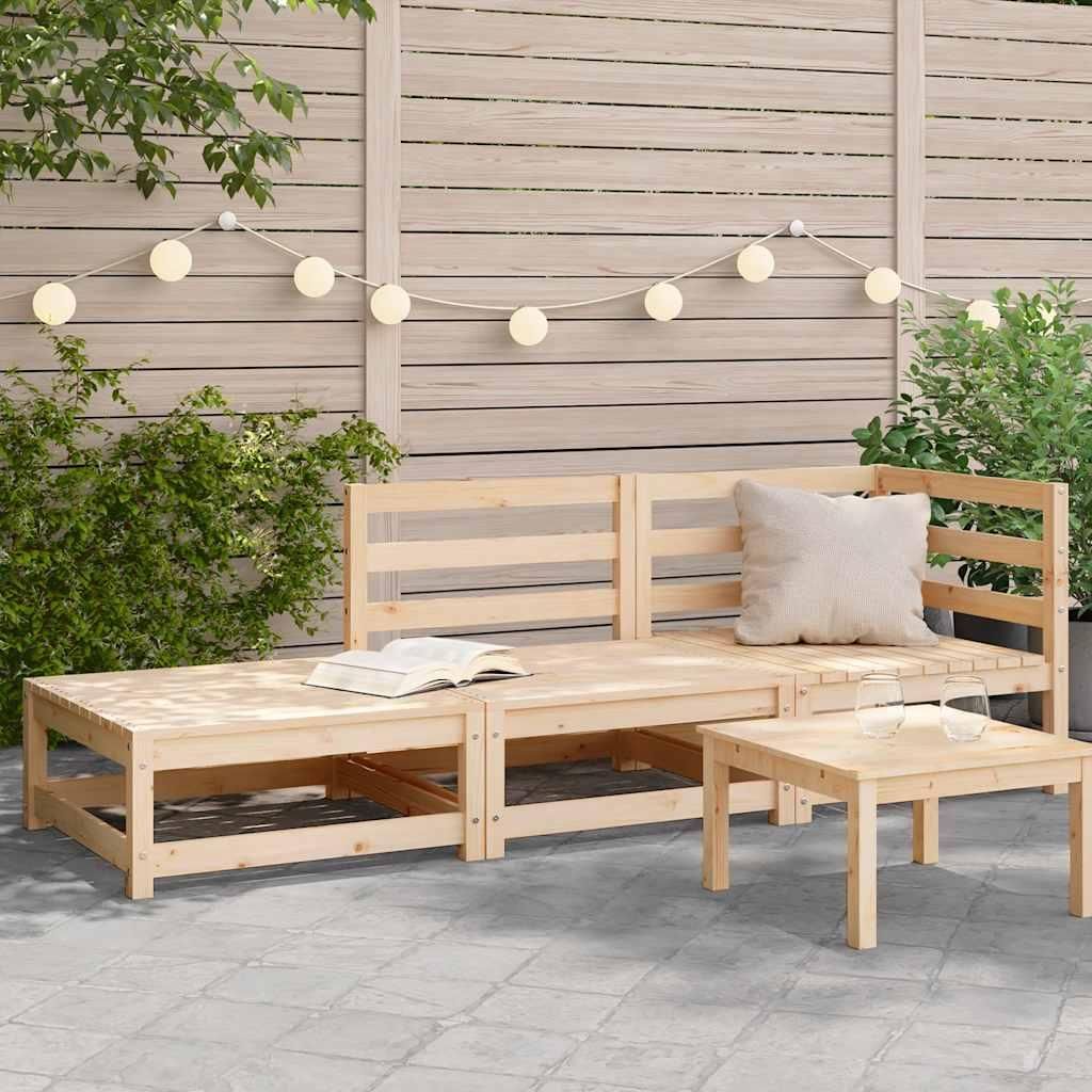 vidaXL Gartensofa mit Fußhocker 2-Sitzer Massivholz Kiefer Produktbild 