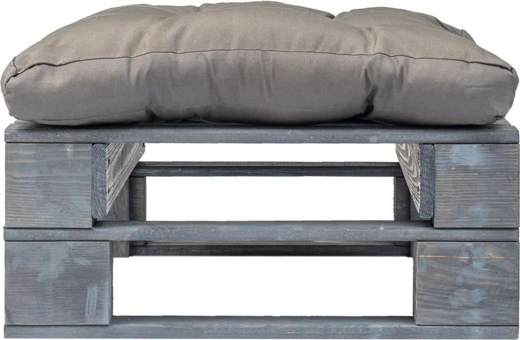 vidaXL Outdoor-Ottomane Paletten mit Kissen in Grau Holz Grau