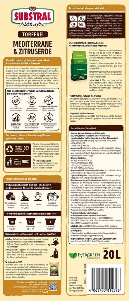SUBSTRAL® Naturen®Mediterrane & Zitruserde torffrei 20 Produktbild 2