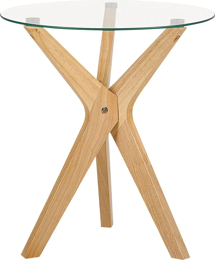 Table basse ronde gain de place ø 45 cm verre trempé et bois robuste