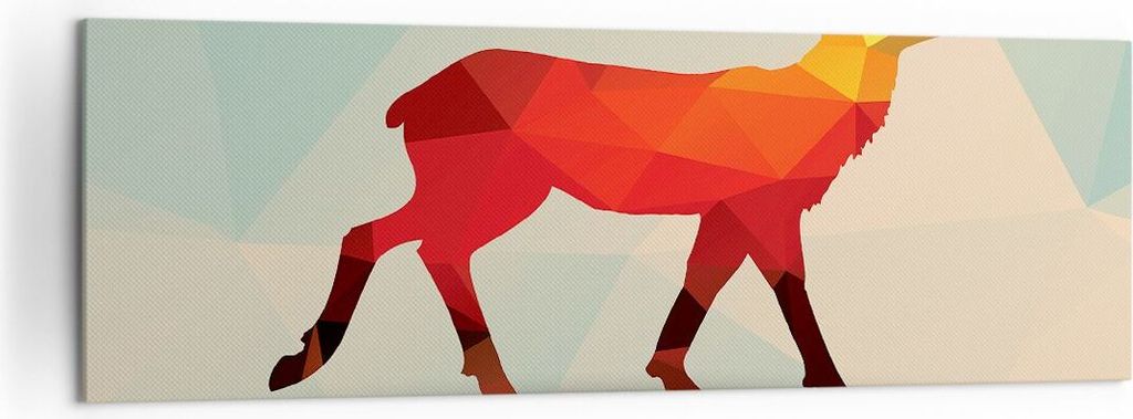 Bild auf Leinwand - Leinwandbild - Hirsch Illustration modern Grafik - 160x50cm - Wand Bild - Wanddeko - Leinwanddruck - Bilder - Kunstdruck - Lein...