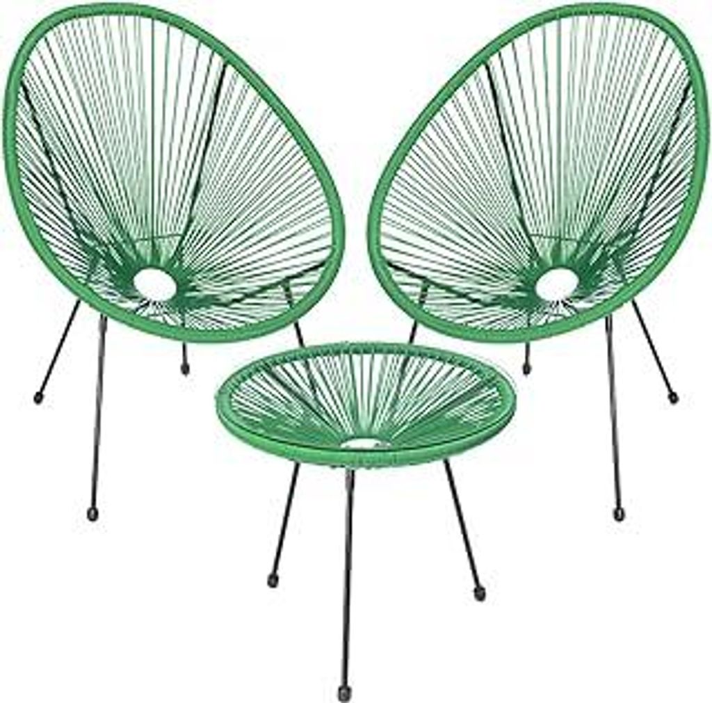 Shally Dogan Freddy Gartenmöbel-Set aus Polyrattan, 2 Plätze mit Tisch, 2 Eiersesseln, 1 Gartentisch, Wohnzimmer, Terrasse, Restaurant, Bistro, B...