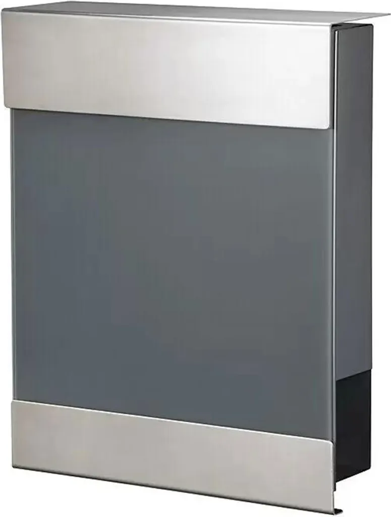 Boîte aux lettres inox design Cube grise avec compartiment à journaux