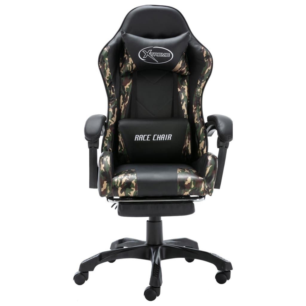 vidaXL Gaming-Stuhl mit Fußstütze Schwarz und Tarnmuster Produktbild 