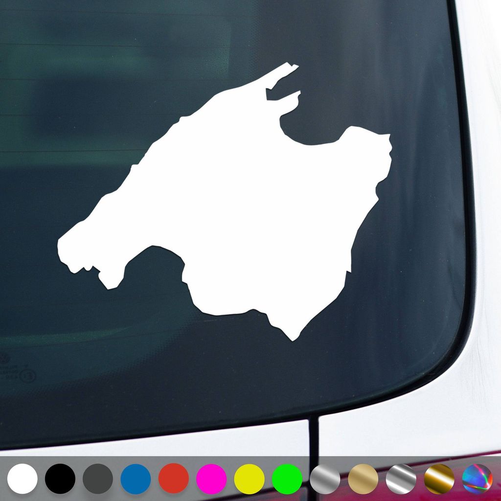 PantherPixel Mallorca Aufkleber Insel Umriss Reisen Spanien Sticker Auto Geschenkidee Farbe Weiss