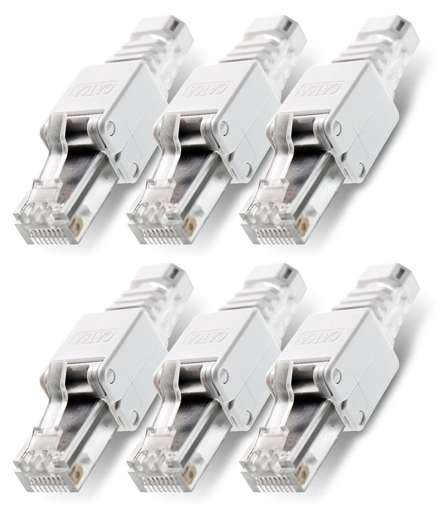 6x Netzwerkstecker CAT6A RJ45 Werkzeuglose Montage CAT7 Produktbild 