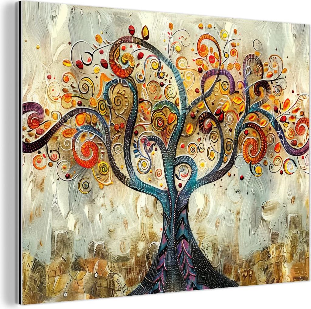 MuchoWow Wanddekoration Metall Metallbild Wandkunst 40x30 cm Baum - Kunst - Modern - Natur MuchoWow Aluminium Gemälde - Dekoration Wohnzimmer