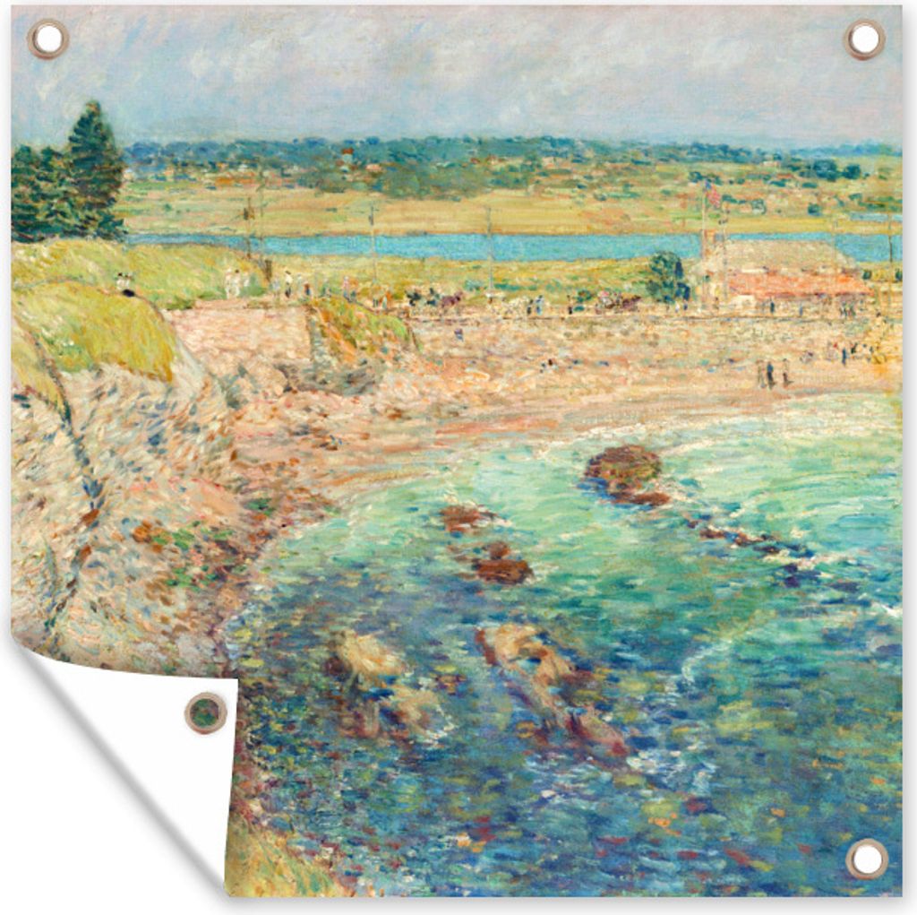 MuchoWow 50x50 cm Outdoor-Poster Gartendeko Sichtschutz Garten Poster für den Garten Bailey's Beach - Gemälde von Frederick Childe Hassam