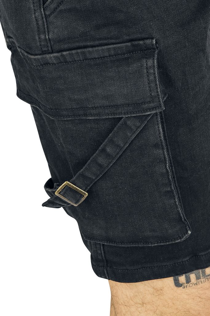RED by EMP Herren schwarze Denim-Shorts aus angenehm weichem Material mit vielen Taschen S