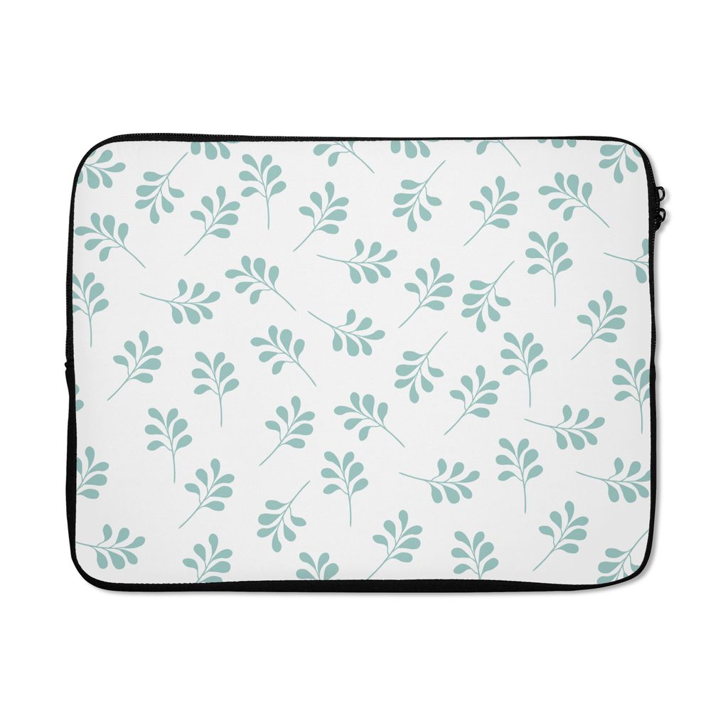 MuchoWow Laptop Hülle 15 Zoll Blätter - Muster - Blau Laptoptasche - Laptoptasche - Sleeve - Rundum-Schutz