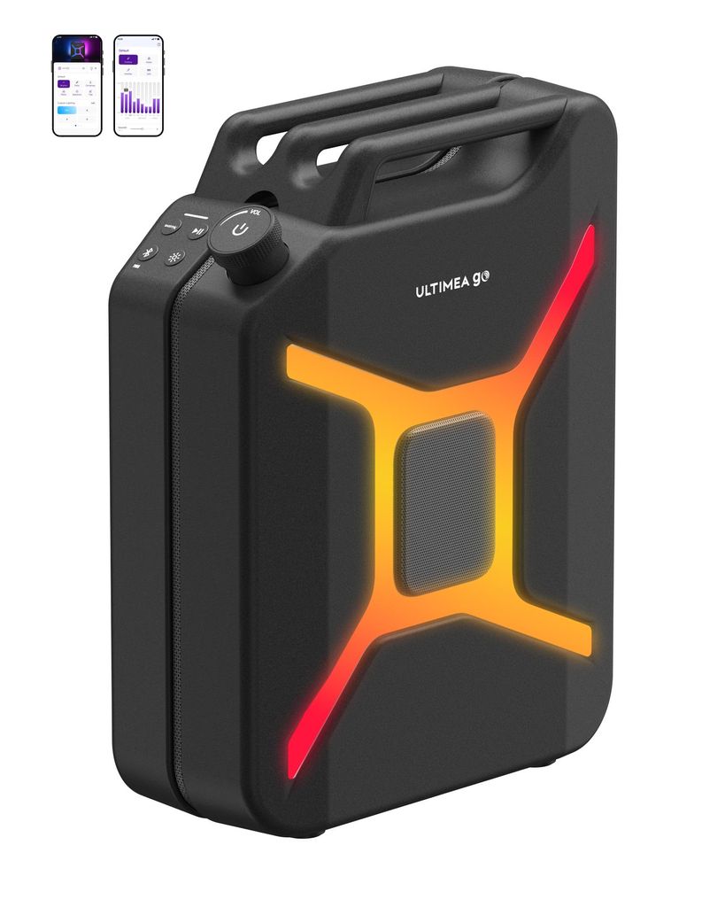 ULTIMEA Go tragbarer Party-Lautsprecher, 300 W Bluetooth PartyBox mit Bass-Boost, RGB-Beleuchtung, Mikrofon-/Gitarreneingang, Party & Outdoor, Schwarz