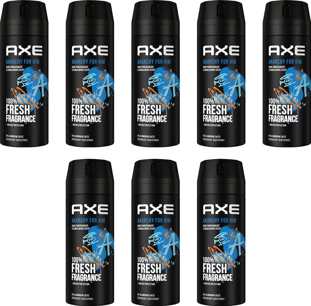AXE Bodyspray Anarchy for Him Deo ohne Aluminium 8x 150ml Deodorant für Men Herren Männer Deospray