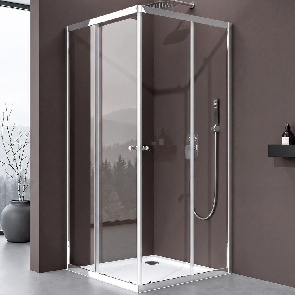 doporro Cabine de Douche en Angle Transparent 90x100cm Image du produit 