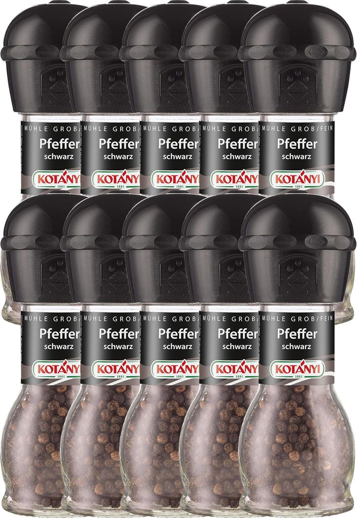 Kotanyi Pfeffer Mühle grob feinen Pfeffer schwarz 36g 10er Pack