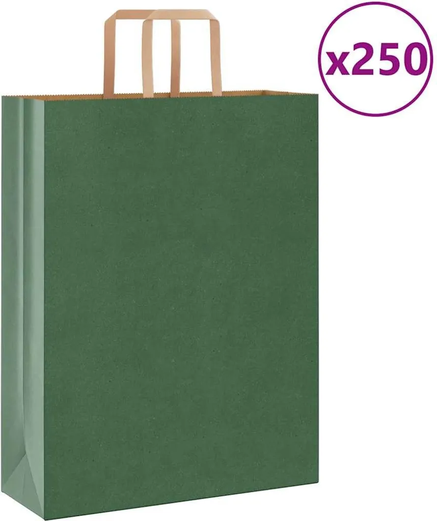 Buste Carta Kraft Verde 32x12x42 cm con Manici Ritorti - 250 pezzi - 7