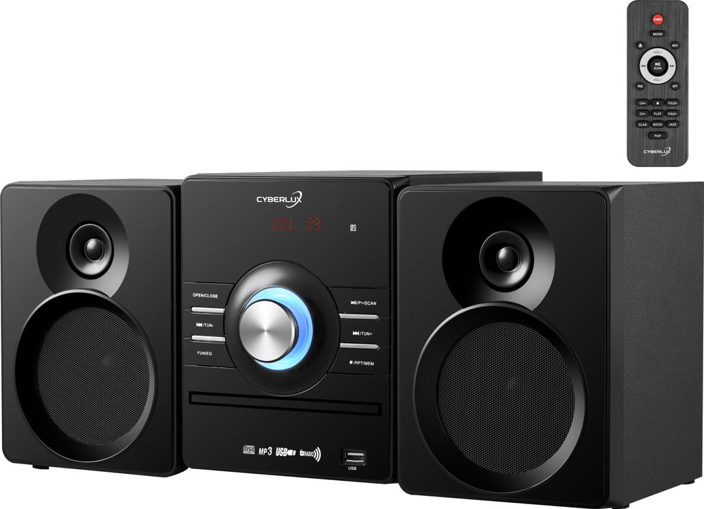 Cyberlux Kompaktanlage mit CD Player Bluetooth Lautsprechern Mini HiFi Musikanlage Stereoanlage USB AUX In CD/MP3 FM Radio 30 Speicherplätze LED-D...